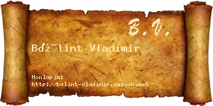 Bálint Vladimir névjegykártya